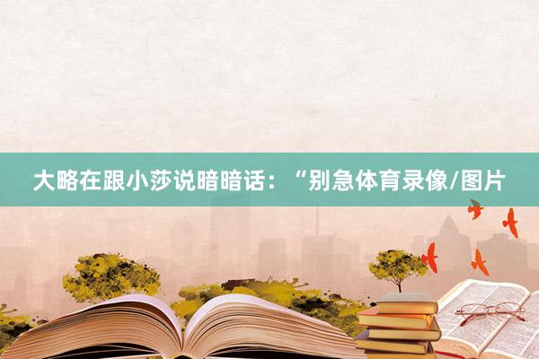 大略在跟小莎说暗暗话：“别急体育录像/图片