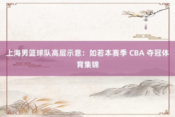 上海男篮球队高层示意：如若本赛季 CBA 夺冠体育集锦